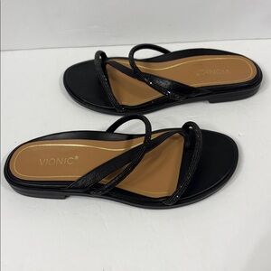 Vionic Women’s Prism Rhinestone Strappy Black Slide Sandal